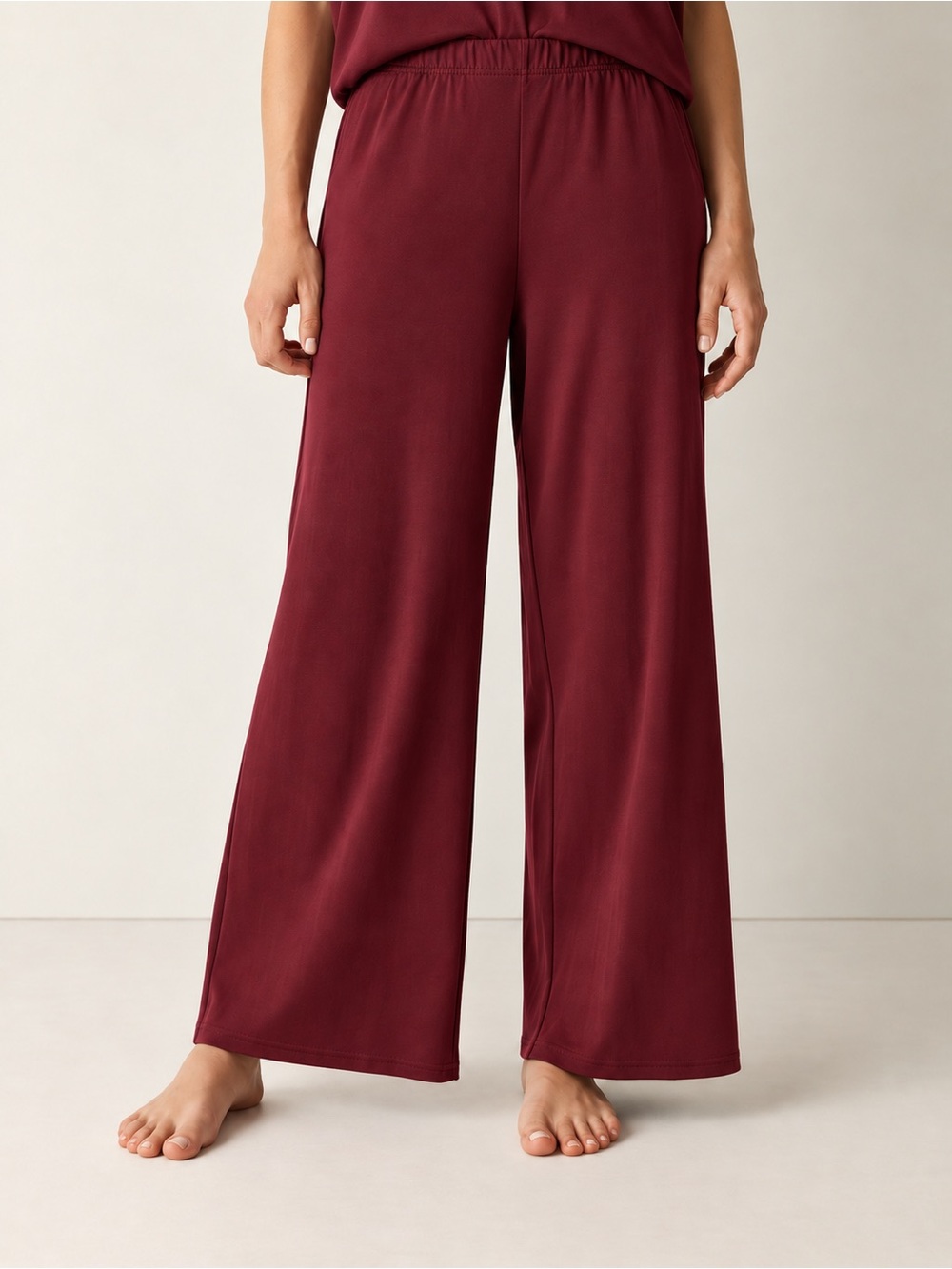 NWT Eileen Fisher Wide Ankle Sleep Pant Ruby Burgundy Organic Cotton XL